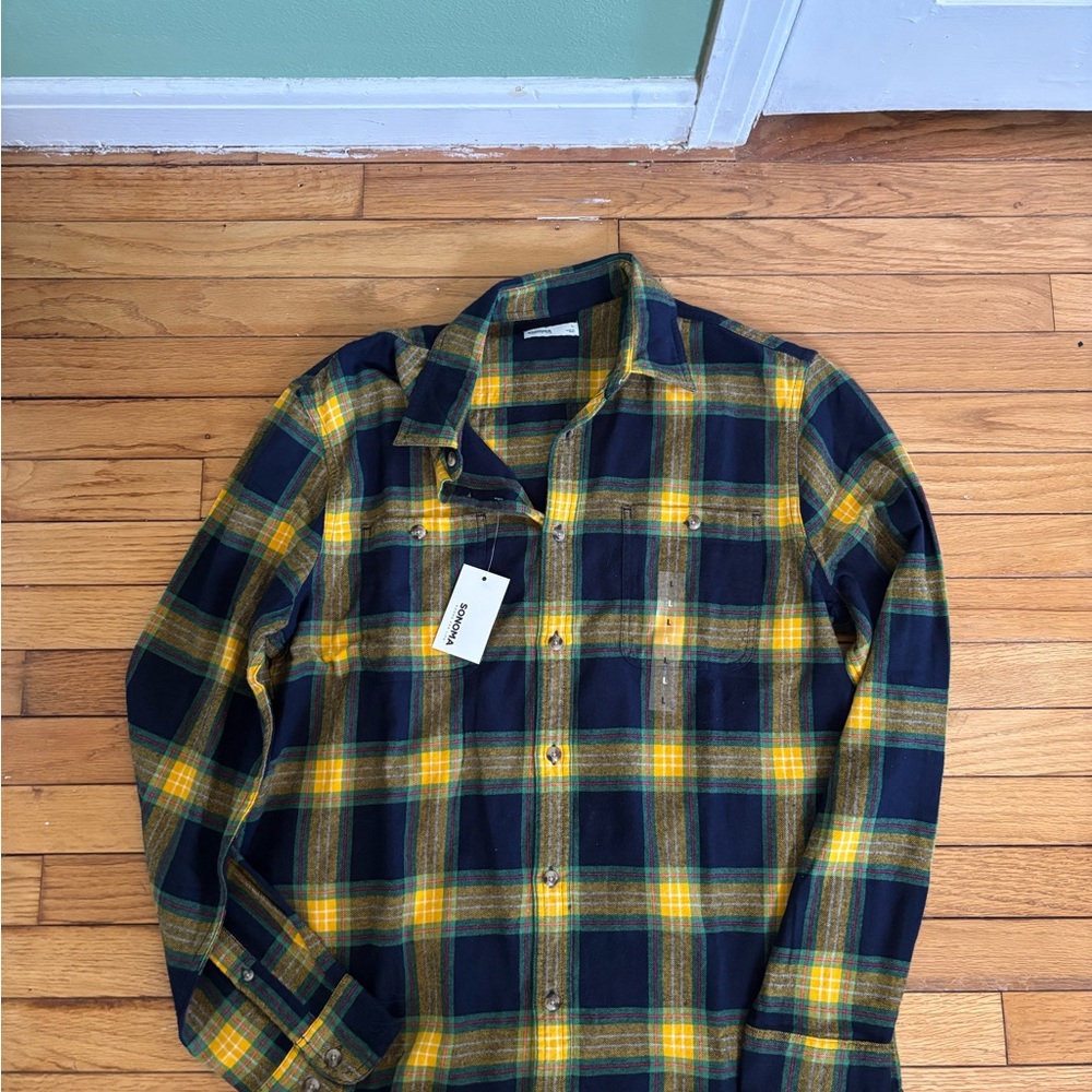 Sonoma Yellow and Blue Plaid Men's Shirt